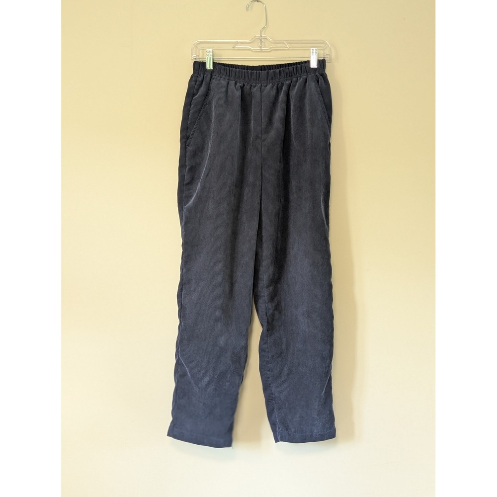 American Sweetheart Navy Blue Corduroy Elastic Waist Pants 10P Vintage Office